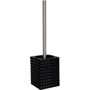 Schwarze WC-Garnitur Kubik aus Polyresin mit außergewöhnlicher Optik.