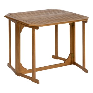 Rechteckiger, brauner Gartentisch Greenville aus FSC®-Eukalyptusholz, 100x92 cm, klappbar.