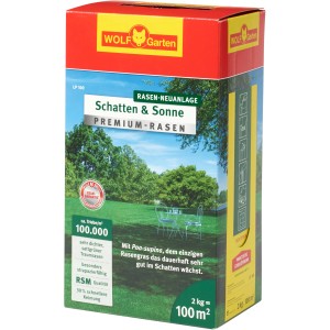 Wolf-Garten Premium-Rasen LP 100 Schatten und Sonne, 2 kg Packung für 100 m² Rasenfläche.