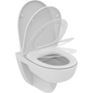 Ideal Standard i.life A WC-Paket, spülrandlos, weiß, mit Softclose-Sitz.