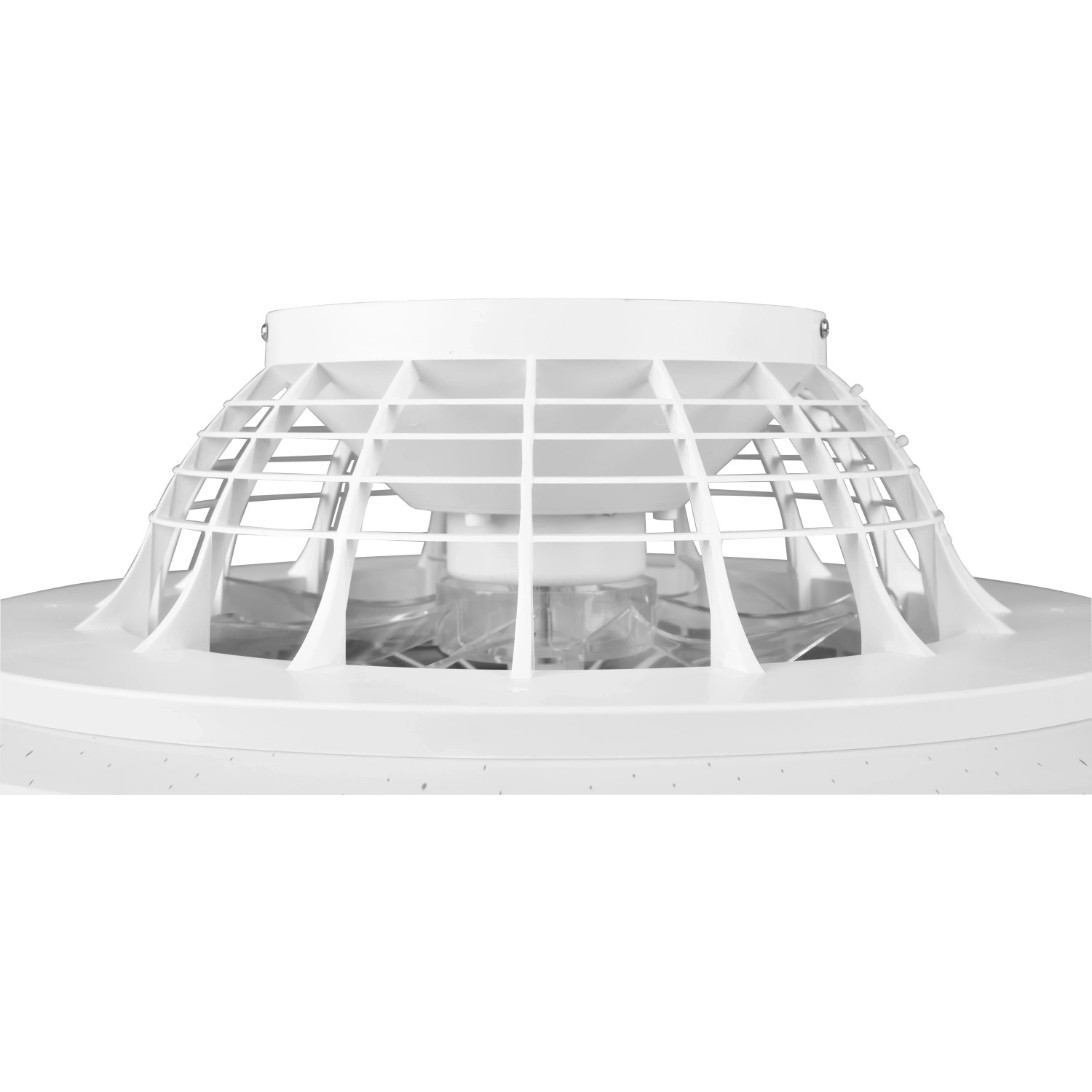 Detailaufnahme der Reality LED-Deckenleuchte Stralsund mit integriertem Ventilator in Titanoptik.