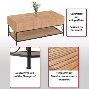 MCW Couchtisch N30 mit Ablagefläche und Eisengestell