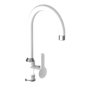Eisl Spültischarmatur Diziani in Weiß-Chrom mit hohem Auslauf für die Küche.