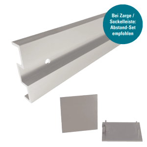 Novadoors Abstand-Set 12,5 mm: Silbernes Aluminium-Distanzprofil und Endkappen für Schiebetürsystem Nova 419.