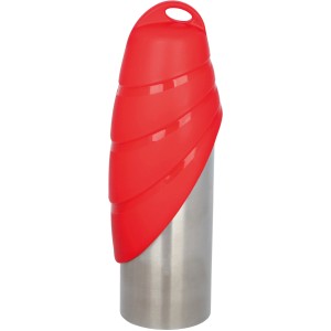 Jollypaw Trinkflasche mit Napf, 750ml, Edelstahl/Kunststoff, rot. Praktisch für unterwegs.