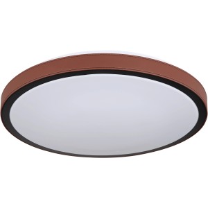 Globo LED-Deckenleuchte Sammi, braun-weiße Deckenlampe mit Leder-Optik, 420mm Durchmesser.