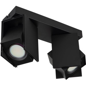 Schwarzer, 2-flammiger Globo Strahler Rory aus Metall, dreh- und schwenkbar.