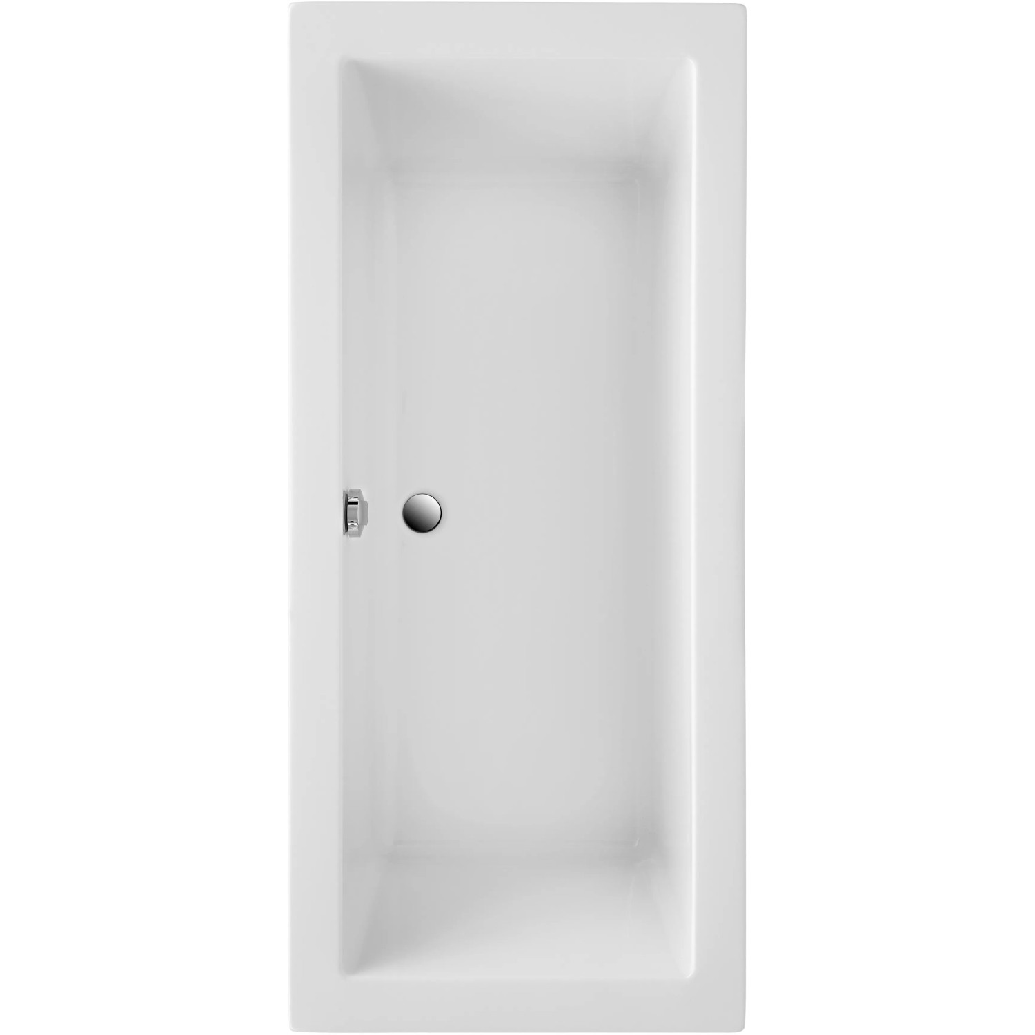 Ottofond Cubic Badewanne, 180 cm, Weiß, Rechteckform mit mittigem Abfluss.