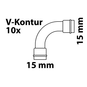 Kirchhoff CU-Bogen 90° mit 2 Muffen, blank, 15 mm, 10er-Pack für Pressfittings.