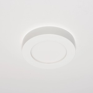 Weißer, runder LED Einbaustrahler, CCT dimmbar, Ø 15 cm. Deckenleuchte für Innenräume.