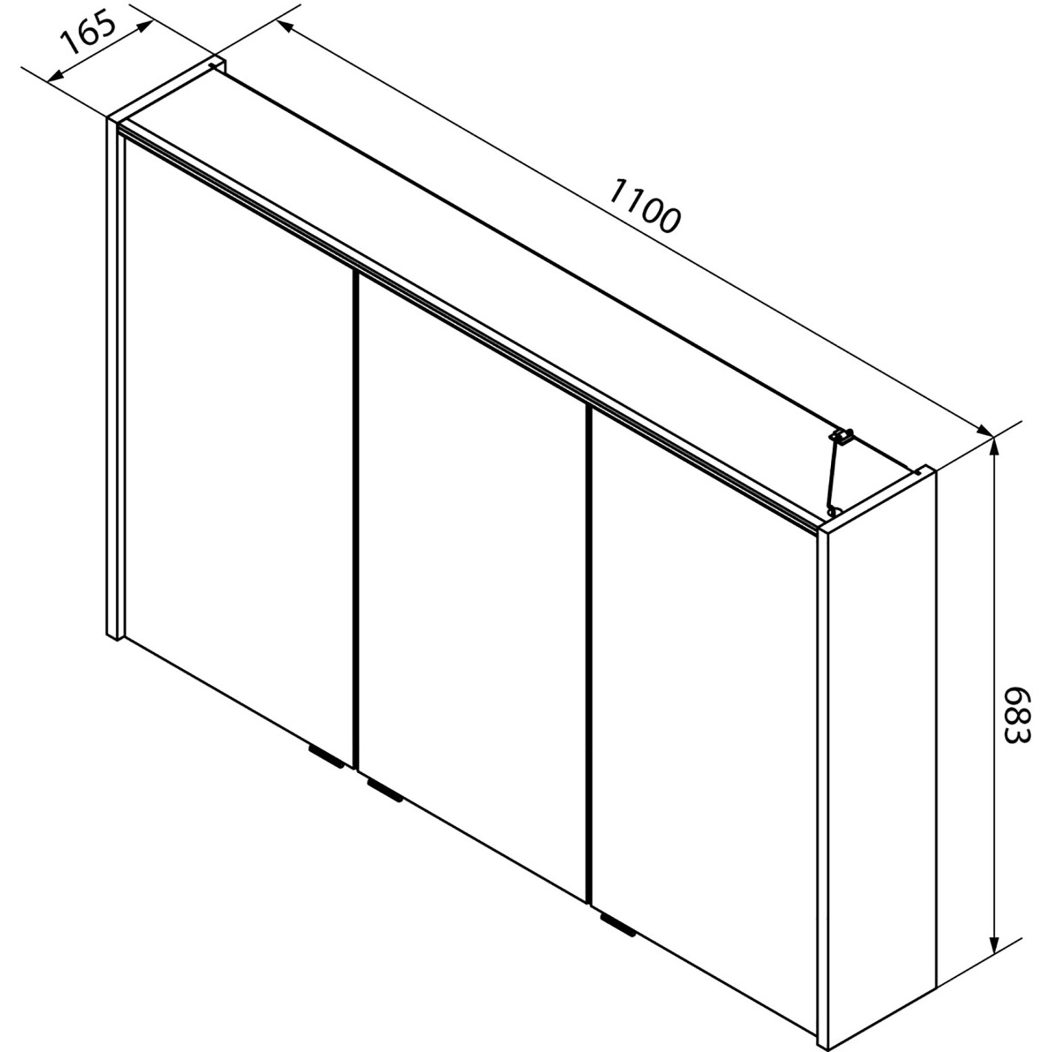 Fackelmann LED-Spiegelschrank Verona, 110 cm, 3-türig, Nussbaum Dekor.