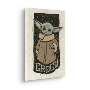 Komar Keilrahmenbild Star Wars The Mandalorian Grogu Lino-Cut Beige