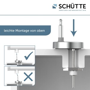 Detailaufnahme der Montage des Schütte WC-Sitz Iceberg mit Schnellverschluss.