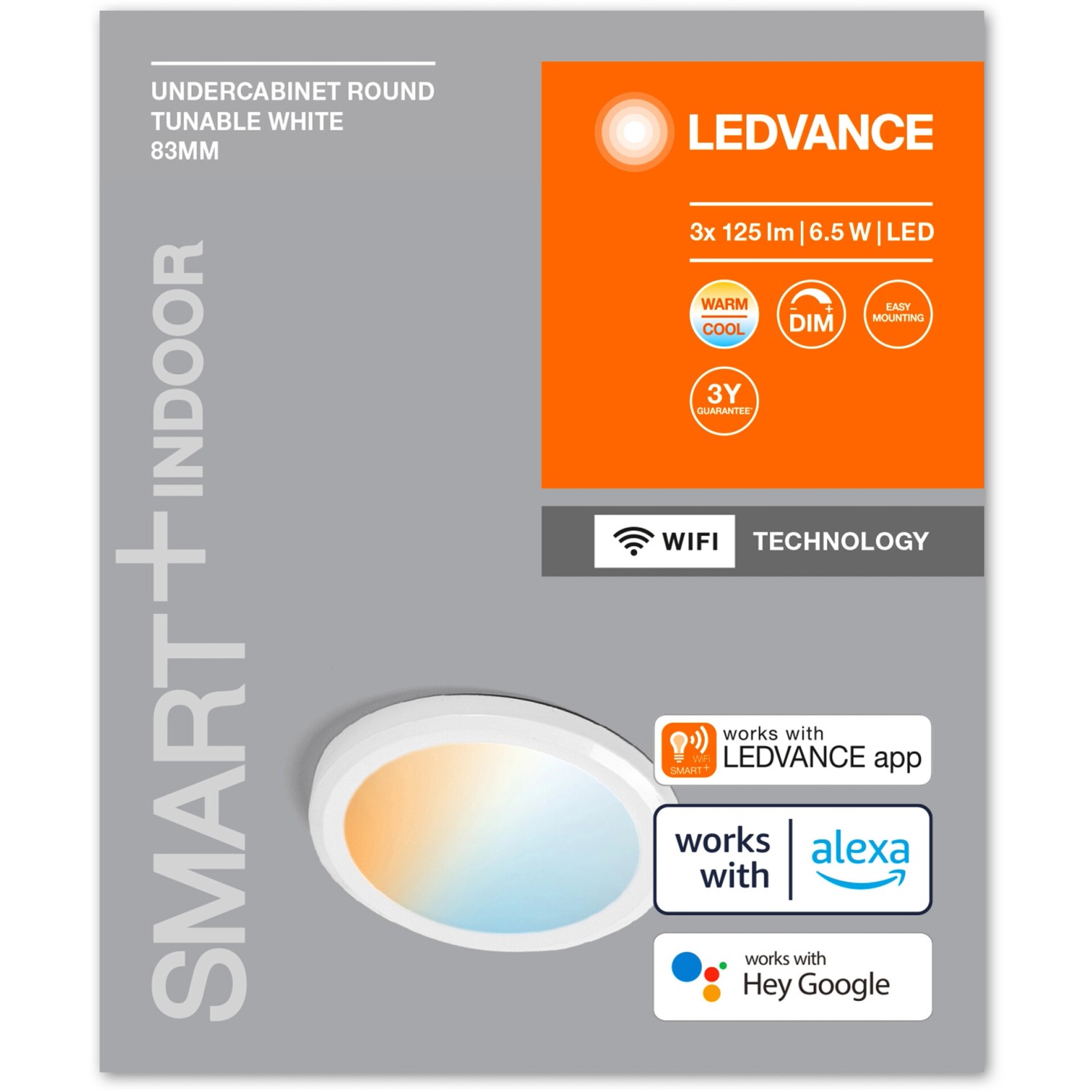 Ledvance Smart+ WiFi Unterbauleuchte, rund, weiß, dimmbar und steuerbar per App.
