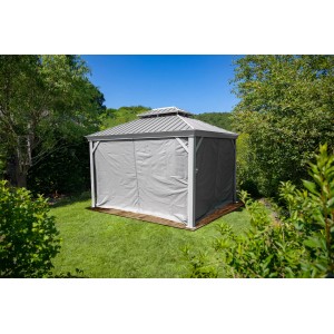 Sojag Vorhang-Set für Messina Pavillon 10x12, taupe. Seitenteile mit Reißverschluss für Pavillons.