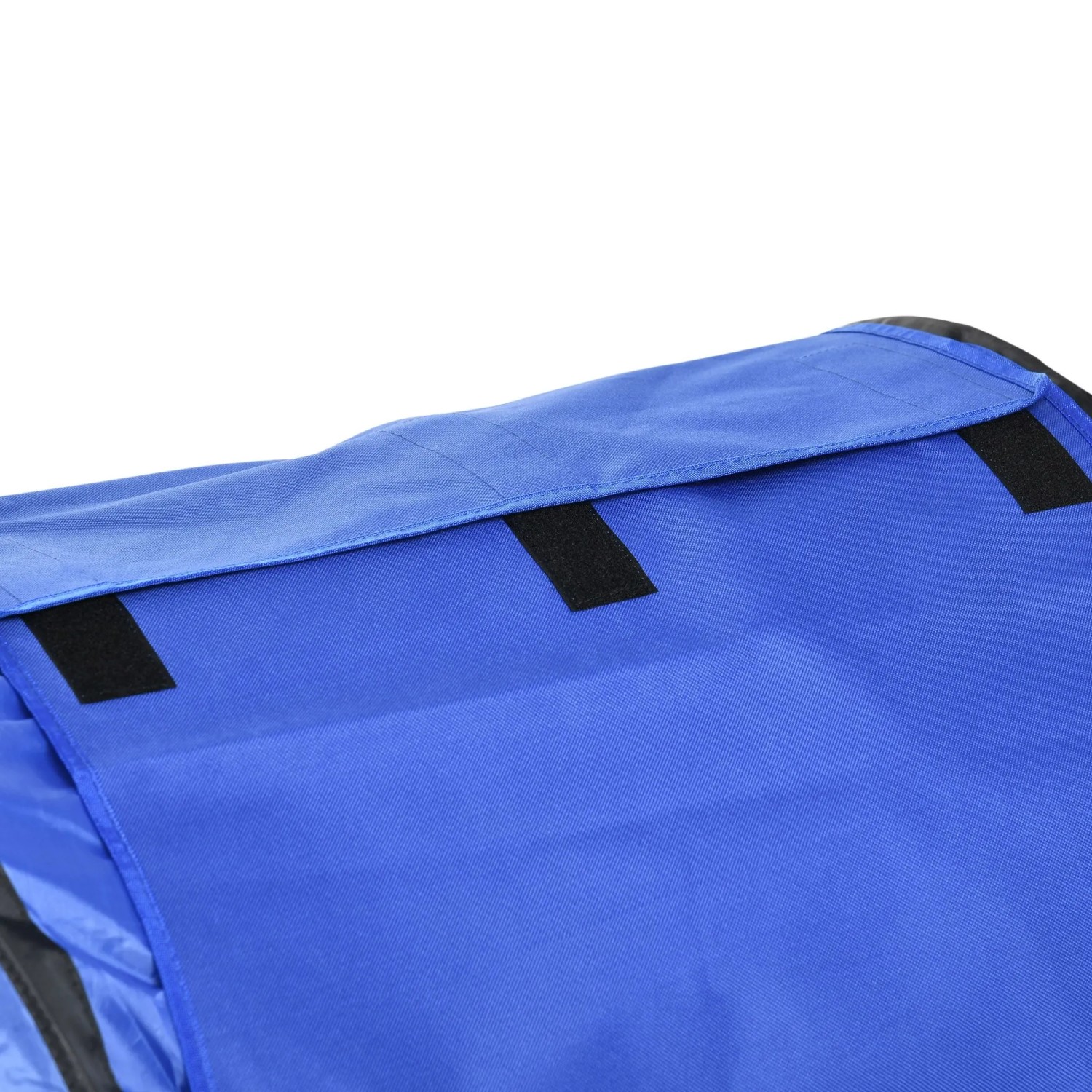 Detailansicht des blauen PawHut Hunde Agility Tunnels mit schwarzen Klettverschlüssen für stabiles Training.