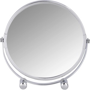 Wenko Kosmetikspiegel Mera, runder, verchromter Standspiegel mit 5-fach Vergrößerung.