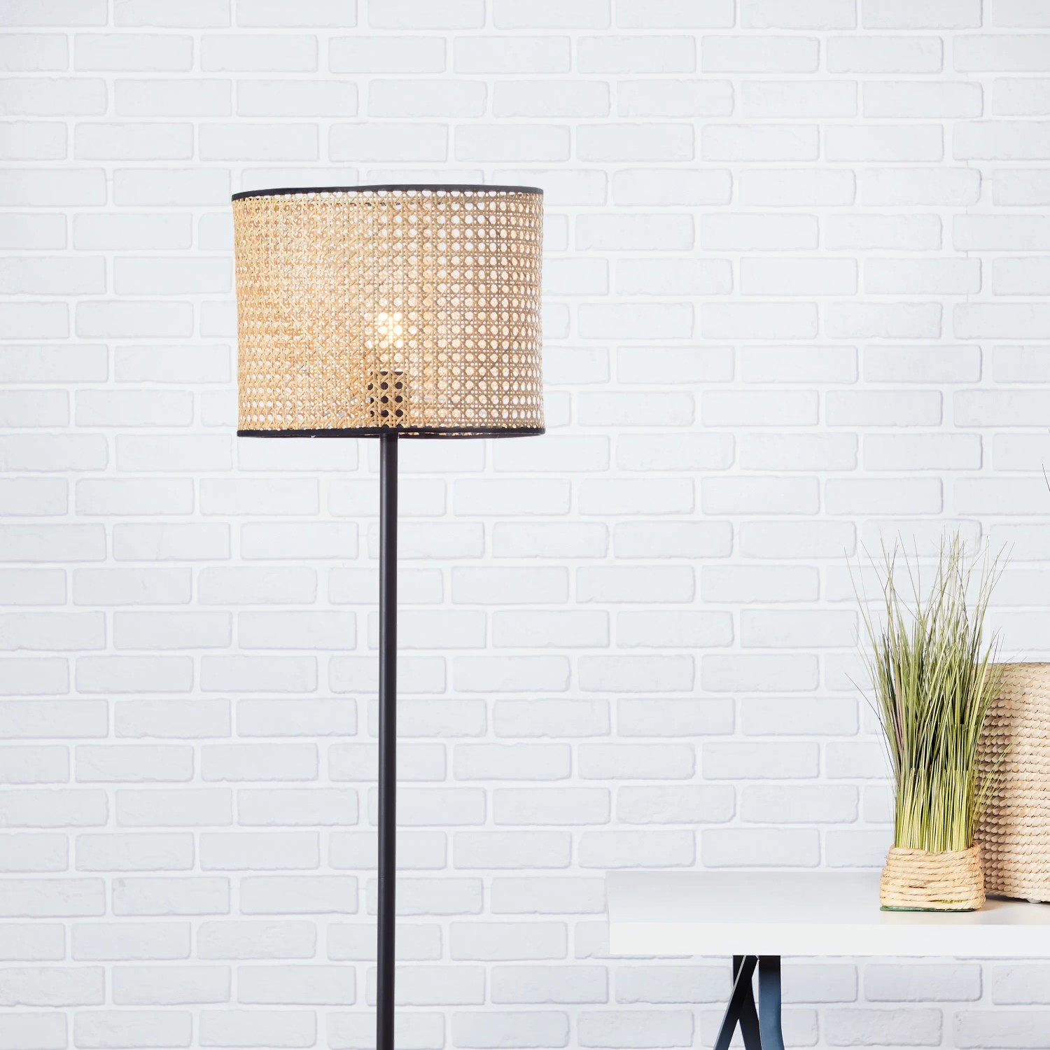 BRILLIANT Wiley Pendelleuchte – Rattan, 30 Cm, E27, Kürzbares Kabel, Dimmbar