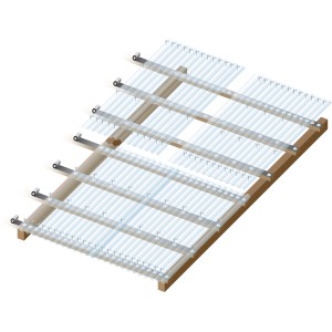 Transparente PVC Profilplatte Sinus 76/18 (2500x900mm) auf Holzkonstruktion befestigt.