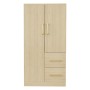 okwish Kleiderschrank mit Doppeltür Schubladen Staufächer Kinder 70x135x40cm Natur_7