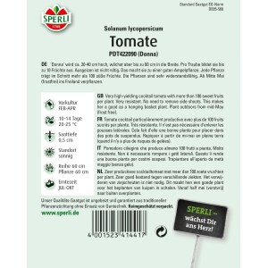 Sperli Tomaten Donna F1-Hybride Samenpackung, Cherry-Tomaten für Ampelbepflanzung.