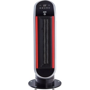 Ewt Keramik-Heizlüfter Maxi HC 2.500 W: Turm-Heizlüfter mit roter LED-Beleuchtung und digitalem Display.