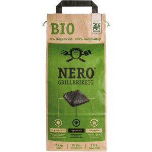 Nero Bio Grillbrikett 2,5kg im Papiersack, nachhaltig und aus heimischen Hölzern.