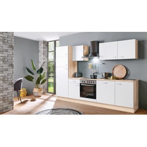 Menke Küchenzeile Classic 280 cm Weiß-Sonoma Eiche Nachbildung