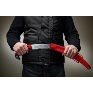 Felco Baumsäge 630 mit rotem Etui, gebogene Klinge für ziehenden Schnitt, 33 cm.