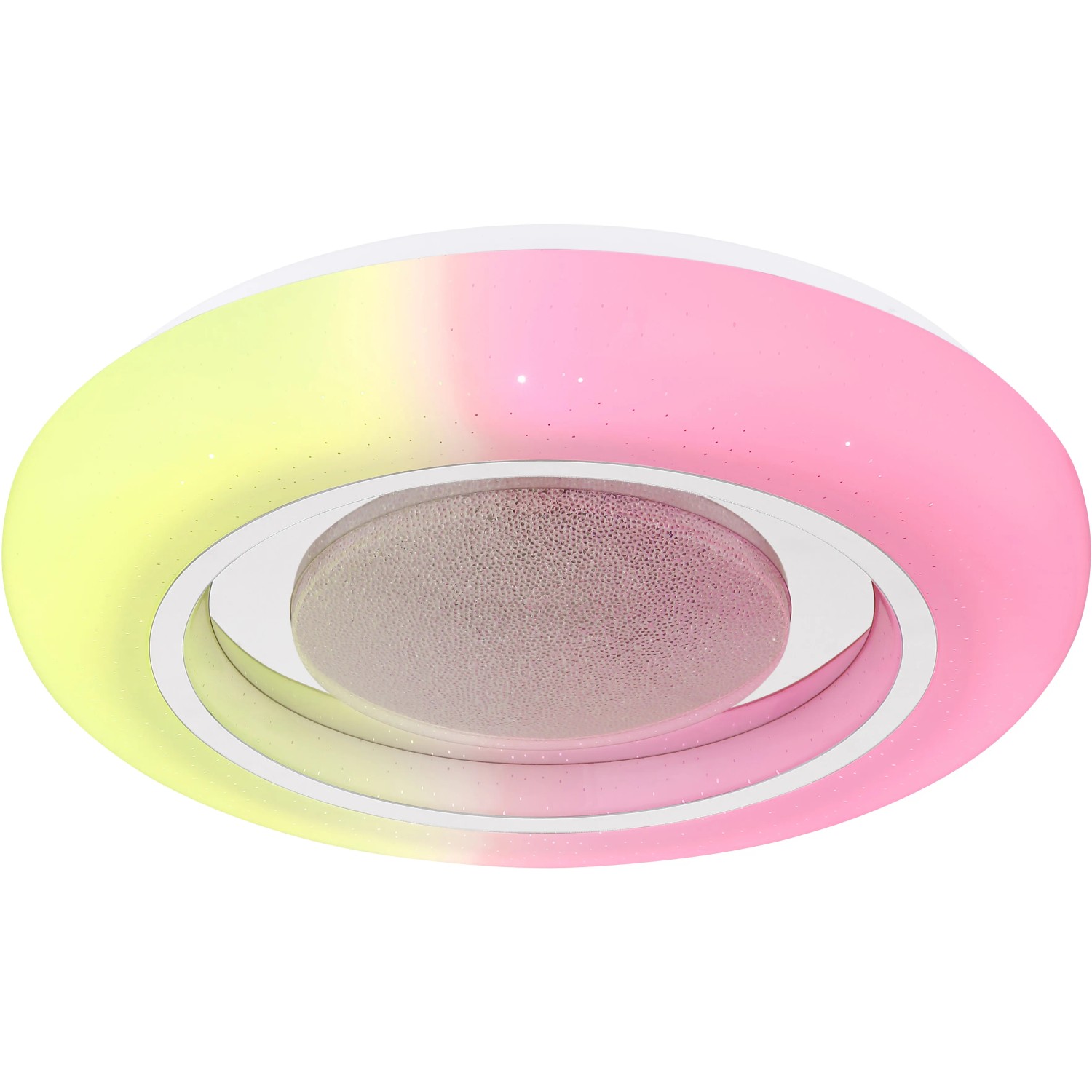 Weiße Globo LED-Deckenleuchte Burro, 2-flammig, mit Farbwechsel und Fernbedienung, 390x80 mm.