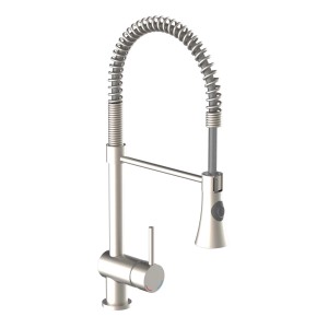 Schütte Spültischarmatur Cornwall in Edelstahl-Optik mit Spiralfeder und Geschirrbrause.