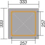 Grundriss Weka Pavillon Gartenoase 651 Gr. 2: 333x333cm, Sockelmaß 257x257cm.