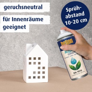 Belton Free AQUAcolours Buntlack Spray Reinweiß hochglänzend (RAL 9010) mit Deko-Haus.