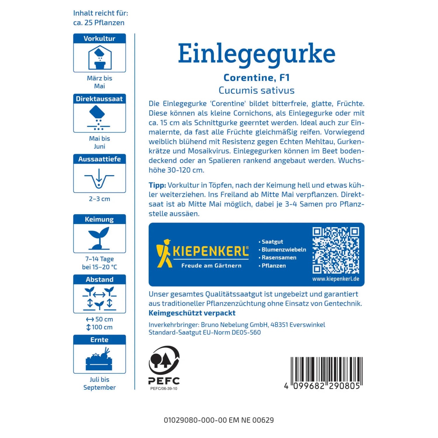 Kiepenkerl Gurkensamen Corentine für Einlegegurken im Detail.