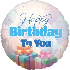 Party Factory Folienballon 'Happy Birthday' mit Geschenk-Motiv, Ø 45cm.