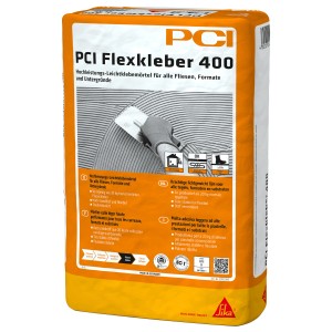Sack PCI Flexkleber 400, 15 kg, flexibler Fliesenkleber für Wand und Boden.