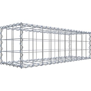 Leere Gabiona Gabione, 100x30x30 cm, Maschenweite 10x10 cm, zur Befüllung mit Steinen.