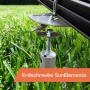 SunElements Erdschraubenfundament im Gras befestigt, Detailaufnahme.