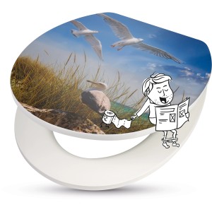 baliv WC-Sitz Paru mit Möwen-Motiv und Absenkautomatik. Maritimes Design für Ihr Badezimmer.