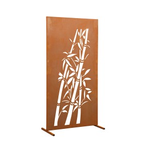 Rostfarbene Ferrum Art Sichtschutzwand Bambus, filigranes Design für Garten & Terrasse.