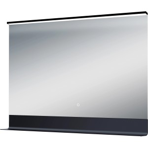 DSK Design LED-Lichtspiegel Black Shelf, 80x60 cm, mit schwarzer Ablage und LED-Beleuchtung.