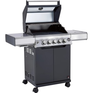 Jamestown Gasgrill Knox mit 3 Brennern, Abdeckung und Rotisserie. Grillwagen mit Seitenbrenner und Unterschrank.
