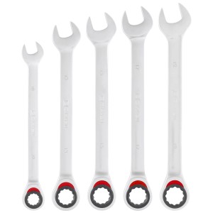 Einhell Gabel-Ring-Ratschenschlüssel Set, 5-teilig, 10-19 mm, für Werkstatt und Montage.