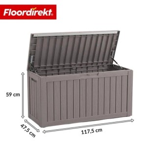 Floordirekt Gartenbox Holzoptik Wetterfest Auflagenbox Kissenbox Braun 300 L