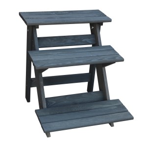 Kleine, dreistufige Blumentreppe in Anthrazit für Garten, Balkon und Terrasse.