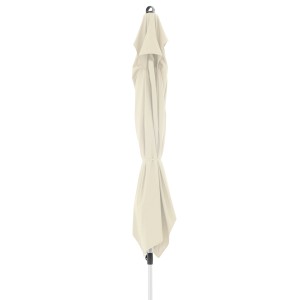 Geschlossener, naturfarbener Doppler Marktschirm Expert 200x300 cm mit Knickfunktion.