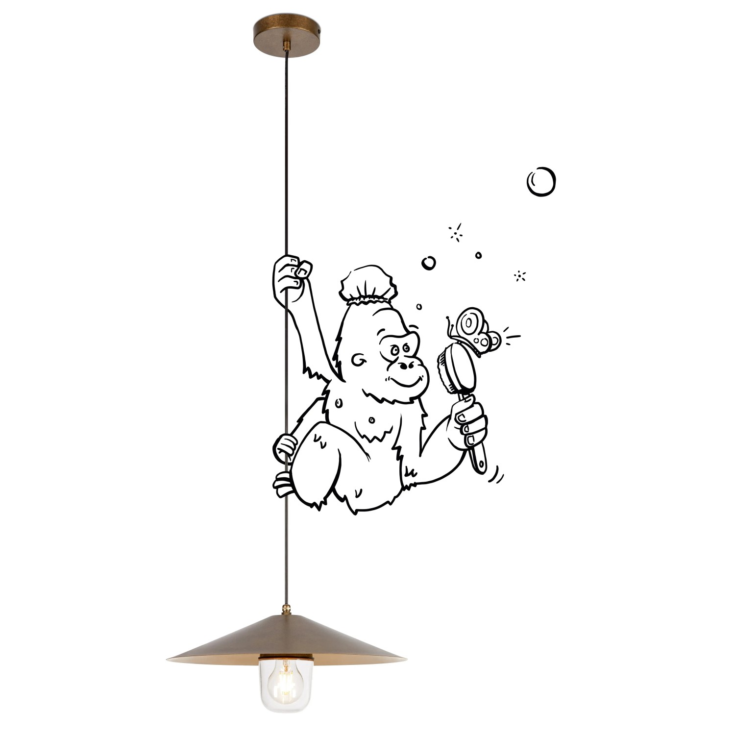 baliv Moss Green Pendelleuchte in Antikgold. Metall-Hängelampe für gemütliche Beleuchtung.