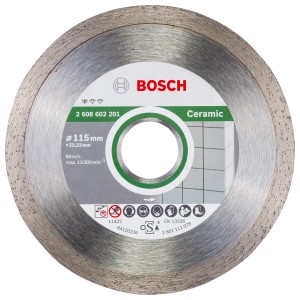 Bosch Diamanttrennscheibe Standard Fliesen, 115 mm Durchmesser, für Winkelschleifer.