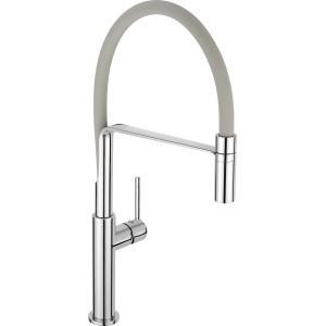 baliv Küchenarmatur KI-1331, Grau/Chrom Einhebelmischer mit flexiblem, grauem Auslauf.
