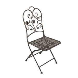 Klappstuhl Pinatubo 2er Set, bronze, Metall, mit floralem Design. Gartenstuhl für Terrasse und Balkon.